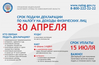 30 апреля срок подачи декларации по налогу на доходы физических лиц